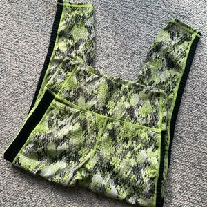 Green Snake Skin Pattern Workout Leggings